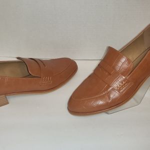 Coutgo Brown Women's Size 9.5 Crocodile print penny loafers